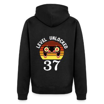 Level 37 unlocked 37 Birthday 37 years old - Unisex Premium Organic Zip Hoodie - black - Back - Nico (187cm)