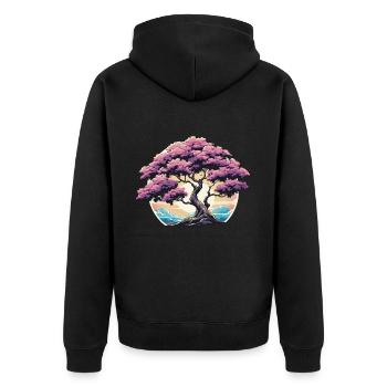 Zen nature purple tree - Unisex Premium Organic Zip Hoodie - black - Back - Nico (187cm)