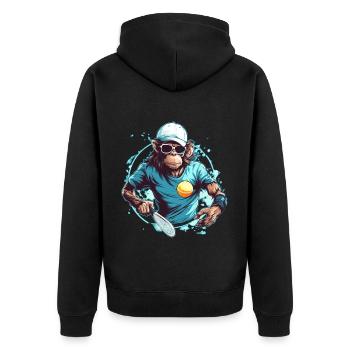 Smash it! - Funny tennis monkey design - Unisex Premium Organic Zip Hoodie - black - Back - Nico (187cm)