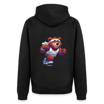 Cute Marathon Runner Bear - Unisex Premium Bio Zip Hoodie - Schwarz - Hinten - Nico (187cm)