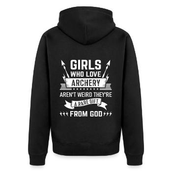 Bogenschießen Bogenschütze - Unisex Premium Bio Zip Hoodie - Schwarz - Hinten - Nico (187cm)