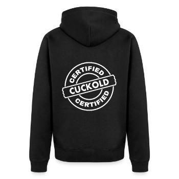Cuckold - Unisex Premium Bio Zip Hoodie - Schwarz - Hinten - Nico (187cm)