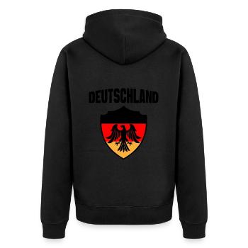 Deutschland - Unisex Premium Bio Zip Hoodie - Schwarz - Hinten - Nico (187cm)