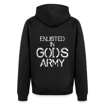 Enlisted In God's Army 3 - Unisex Premium Bio Zip Hoodie - Schwarz - Hinten - Nico (187cm)