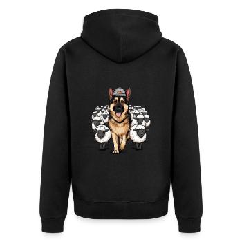 German Shepherd with Little Sheep - Unisex Premium Organic Zip Hoodie - black - Back - Nico (187cm)