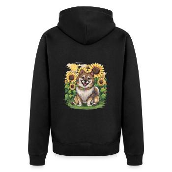 Mignon Wolfspitz aux tournesols. - Veste à capuche bio Premium Unisexe - noir - Dos - Nico (187cm)