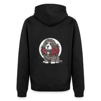 Mignon dessin animé Terre-Neuve chien avec des roses - Veste à capuche bio Premium Unisexe - noir - Dos - Nico (187cm)