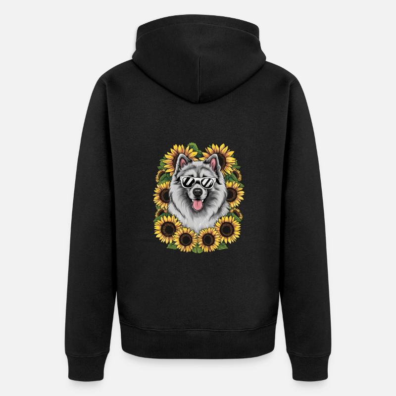 Mignon Wolfspitz aux tournesols. - Veste à capuche bio Premium Unisexe - noir