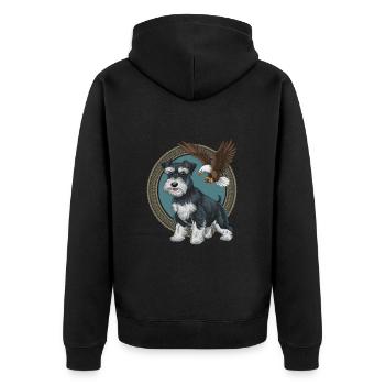 Miniature Schnauzer with majestic bald eagle - Unisex Premium Organic Zip Hoodie - black - Back - Nico (187cm)