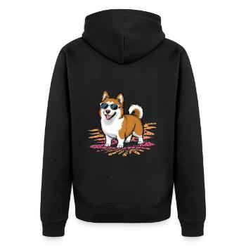 Motif de chien de dessin animé avec laponie finlandaise - Veste à capuche bio Premium Unisexe - noir - Dos - Nico (187cm)
