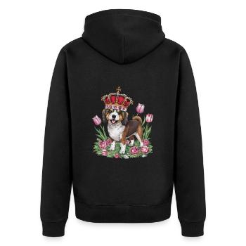 Chien lion mignon avec des fleurs et une couronne - Veste à capuche bio Premium Unisexe - noir - Dos - Nico (187cm)