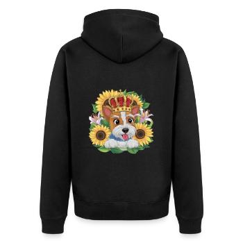 Niedliches Cartoon Design mit Norfolk Terrier - Unisex Premium Bio Zip Hoodie - Schwarz - Hinten - Nico (187cm)