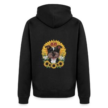 Niedliches Cartoon Design mit Norfolk Terrier - Unisex Premium Bio Zip Hoodie - Schwarz - Hinten - Nico (187cm)