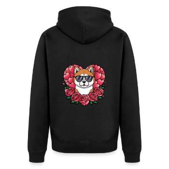 Berger australien avec des roses et des cœurs - Veste à capuche bio Premium Unisexe - noir - Dos - Nico (187cm)