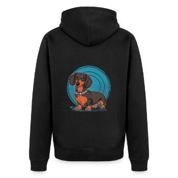 Teckel de dessin animé cool - Veste à capuche bio Premium Unisexe - noir - Dos - Nico (187cm)