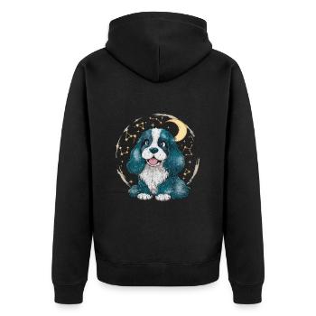 Cute Cocker Spaniel with Moon and Stars - Unisex Premium Organic Zip Hoodie - black - Back - Nico (187cm)