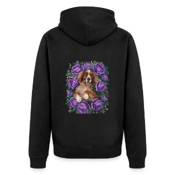 Cartoon Irish Setter with Roses - Unisex Premium Organic Zip Hoodie - black - Back - Nico (187cm)