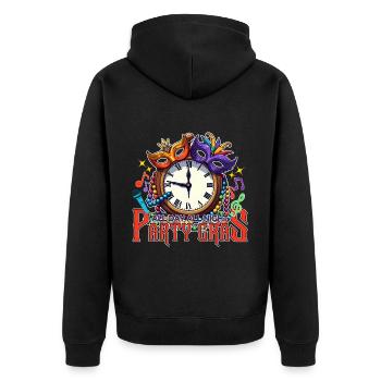 DEN GANZEN TAG DIE GANZE NACHT PARTY GRAS - Unisex Premium Bio Zip Hoodie - Schwarz - Hinten - Nico (187cm)