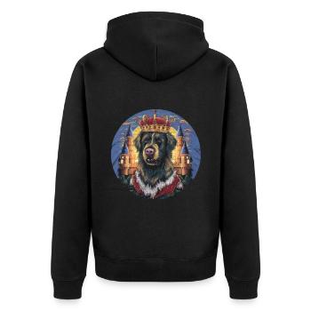 Large Münsterland dog with crown and lock - Unisex Premium Organic Zip Hoodie - black - Back - Nico (187cm)