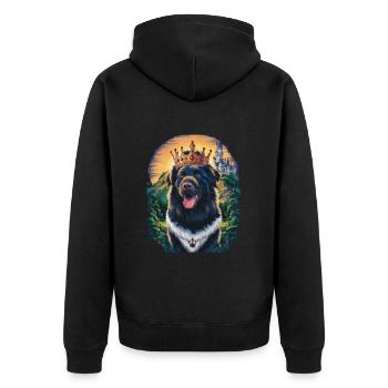Large Münsterland dog with crown and lock - Unisex Premium Organic Zip Hoodie - black - Back - Nico (187cm)