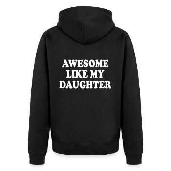 awesome like my daughter - Unisex Premium Bio Zip Hoodie - Schwarz - Hinten - Nico (187cm)