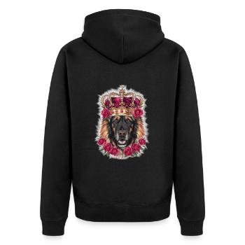 Chien Leonberger avec couronne et roses - Veste à capuche bio Premium Unisexe - noir - Dos - Nico (187cm)