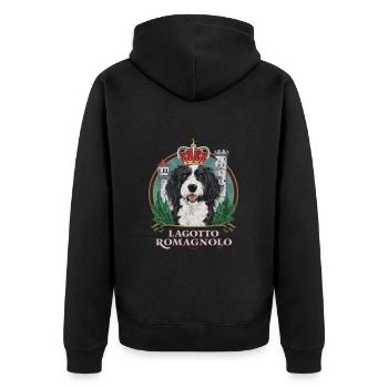 Lagotto Romagnolo with crown and castle - Unisex Premium Organic Zip Hoodie - black - Back - Nico (187cm)