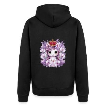 Kawaii Unicorn with Orchids and Lilac - Unisex Premium Organic Zip Hoodie - black - Back - Nico (187cm)