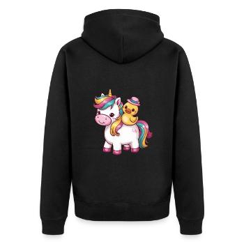 Kawaii unicorn with cute rubber duck - Unisex Premium Organic Zip Hoodie - black - Back - Nico (187cm)