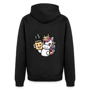Licorne kawaii buvant du cacao - Veste à capuche bio Premium Unisexe - noir - Dos - Nico (187cm)