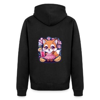 Renard à la limonade, citron, fleur de cerisier - Veste à capuche bio Premium Unisexe - noir - Dos - Nico (187cm)