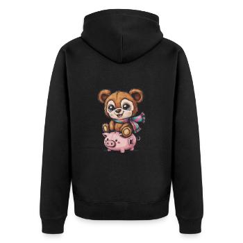 Mignon ours en peluche kawaii avec tirelire - Veste à capuche bio Premium Unisexe - noir - Dos - Nico (187cm)