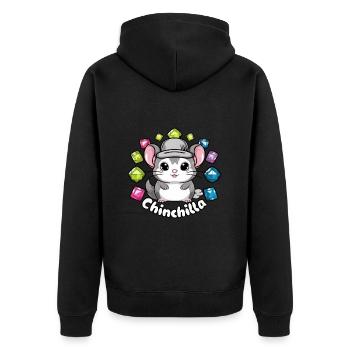 Chinchilla kawaii aux couleurs vives - Veste à capuche bio Premium Unisexe - noir - Dos - Nico (187cm)