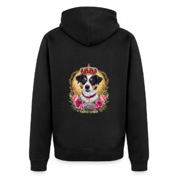 Royal Parson Trunk with Crown and Flowers - Unisex Premium Organic Zip Hoodie - black - Back - Nico (187cm)