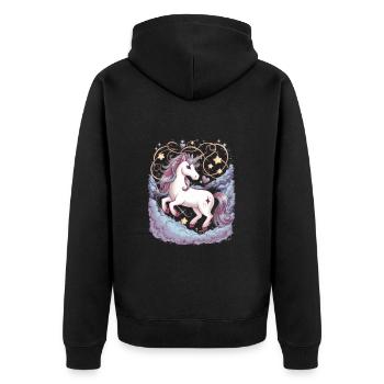 Licorne magique et imaginative avec des étoiles - Veste à capuche bio Premium Unisexe - noir - Dos - Nico (187cm)