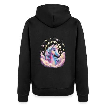 Licorne magique et imaginative avec des étoiles - Veste à capuche bio Premium Unisexe - noir - Dos - Nico (187cm)