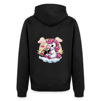 La licorne kawaii adore les sushis - Veste à capuche bio Premium Unisexe - noir - Dos - Nico (187cm)