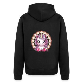 Licorne kawaii avec glace - Veste à capuche bio Premium Unisexe - noir - Dos - Nico (187cm)