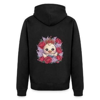Kawaii ducklings with crown, roses and lilacs. - Unisex Premium Organic Zip Hoodie - black - Back - Nico (187cm)