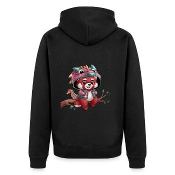 Panda roux avec dragon chinois - Veste à capuche bio Premium Unisexe - noir - Dos - Nico (187cm)