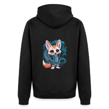 Renard du désert fennec kawaii avec dragon cool - Veste à capuche bio Premium Unisexe - noir - Dos - Nico (187cm)
