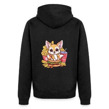 Fennec Renard du désert avec restauration rapide - Veste à capuche bio Premium Unisexe - noir - Dos - Nico (187cm)
