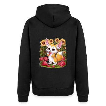 Fennec Renard du désert aux tulipes et citrons - Veste à capuche bio Premium Unisexe - noir - Dos - Nico (187cm)