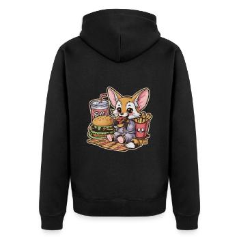 Fennec Renard du désert avec restauration rapide - Veste à capuche bio Premium Unisexe - noir - Dos - Nico (187cm)