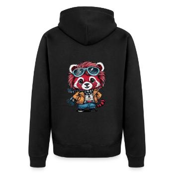 roter Panda im Kawaii Cartoon Stil - Unisex Premium Bio Zip Hoodie - Schwarz - Hinten - Nico (187cm)