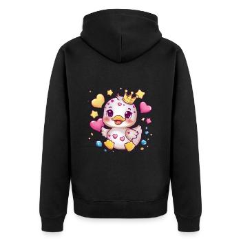 Caneton kawaii en uniforme scolaire traditionnel - Veste à capuche bio Premium Unisexe - noir - Dos - Nico (187cm)