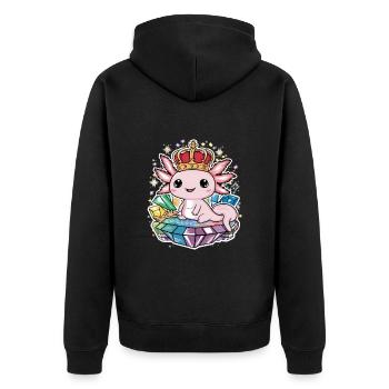 Axolotl Kawaii avec Couronne Royale. - Veste à capuche bio Premium Unisexe - noir - Dos - Nico (187cm)