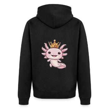 Axolotl Kawaii avec Couronne Royale. - Veste à capuche bio Premium Unisexe - noir - Dos - Nico (187cm)