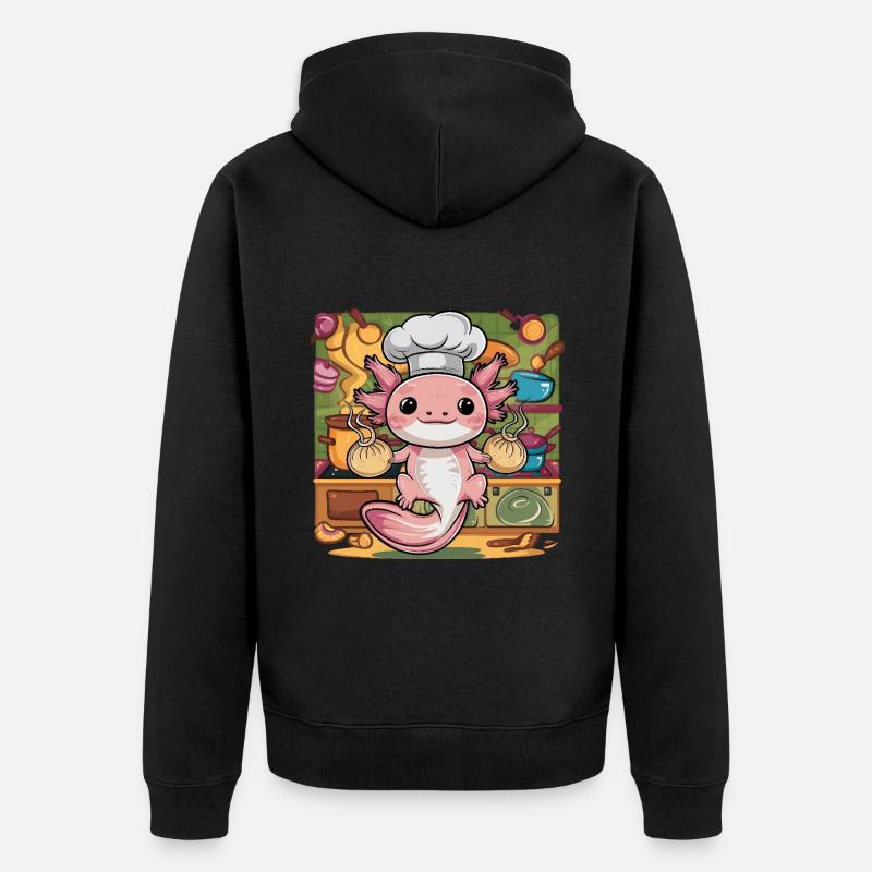 Axolotl aux boulettes japonaises - Veste à capuche bio Premium Unisexe - noir