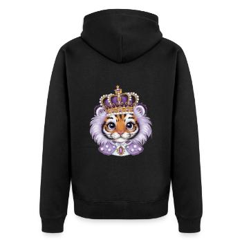 Kawaii tiger with magnificent crown - Unisex Premium Organic Zip Hoodie - black - Back - Nico (187cm)